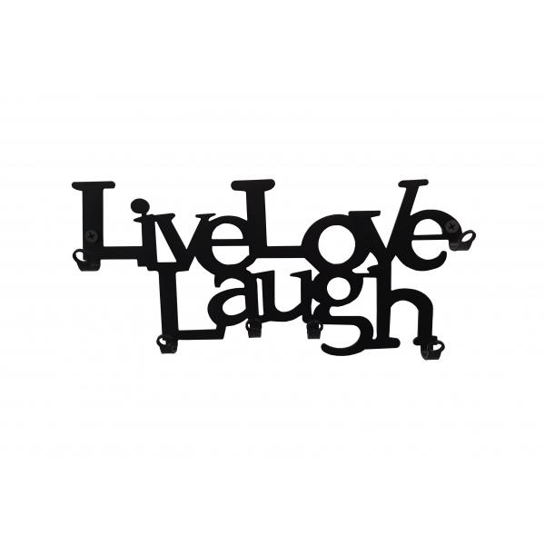 Suport  pentru chei Live Love Laugh 6 agatatoare culoare negru , 25x11x2.5 cm 1