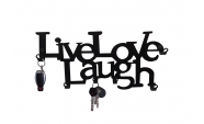 Suport  pentru chei Live Love Laugh 6 agatatoare culoare negru , 25x11x2.5 cm 2