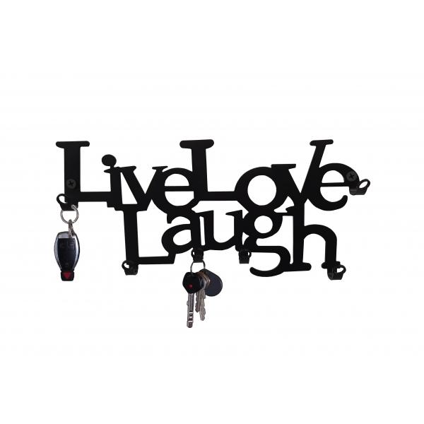 Suport  pentru chei Live Love Laugh 6 agatatoare culoare negru , 25x11x2.5 cm 2