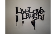 Suport  pentru chei Live Love Laugh 6 agatatoare culoare negru , 25x11x2.5 cm 3