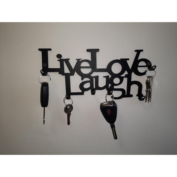 Suport  pentru chei Live Love Laugh 6 agatatoare culoare negru , 25x11x2.5 cm 3