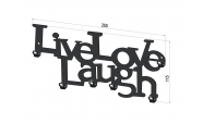 Suport  pentru chei Live Love Laugh 6 agatatoare culoare negru , 25x11x2.5 cm 4