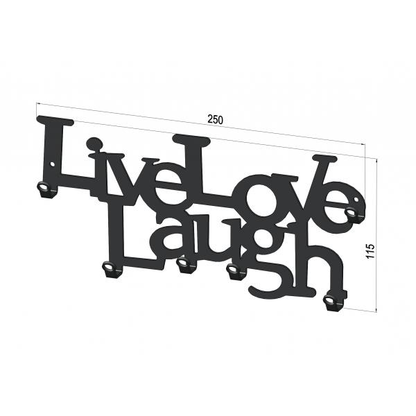 Suport  pentru chei Live Love Laugh 6 agatatoare culoare negru , 25x11x2.5 cm 4