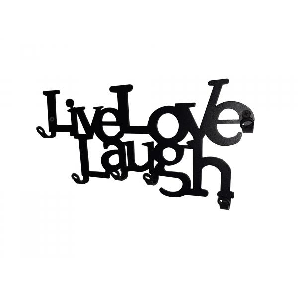 Suport  pentru chei Live Love Laugh 6 agatatoare culoare negru , 25x11x2.5 cm 5