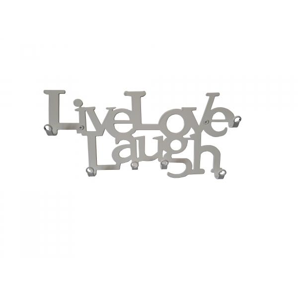 Suport chei Live Love Laugh  6 agatatoare  culoare alb, 25x11x2.5 cm 1