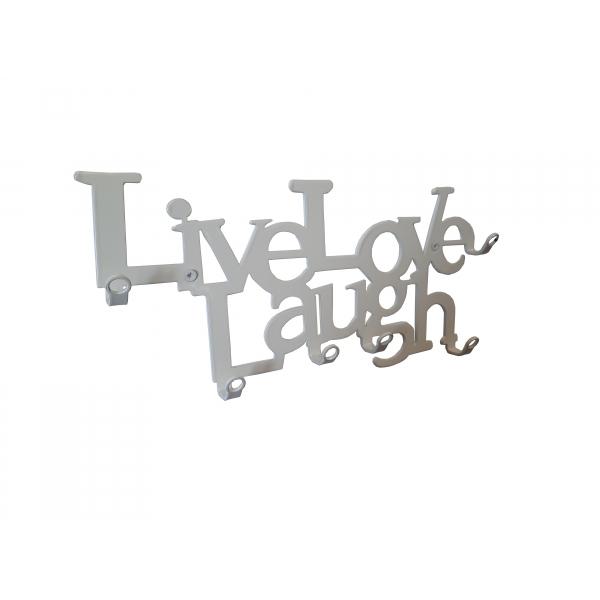 Suport chei Live Love Laugh  6 agatatoare  culoare alb, 25x11x2.5 cm 2