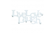 Suport chei Live Love Laugh  6 agatatoare  culoare alb, 25x11x2.5 cm 4