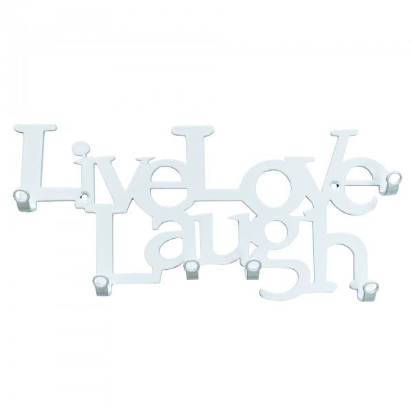 Suport chei Live Love Laugh  6 agatatoare  culoare alb, 25x11x2.5 cm 4