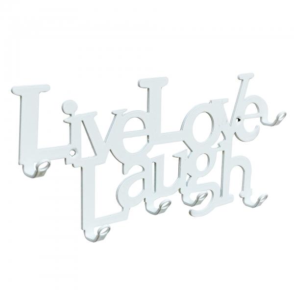 Suport chei Live Love Laugh  6 agatatoare  culoare alb, 25x11x2.5 cm 5