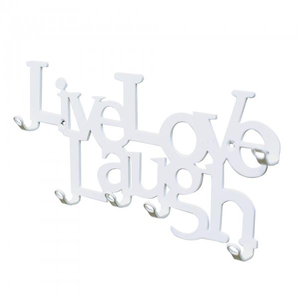 Suport chei Live Love Laugh  6 agatatoare  culoare alb, 25x11x2.5 cm 6