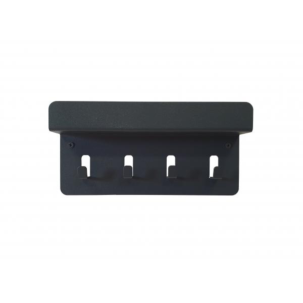 Suport chei 4 agatatoare cu raft 25x12 cm, Negru 1