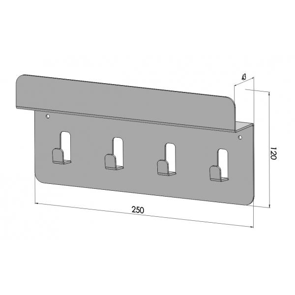 Suport chei 4 agatatoare cu raft 25x12 cm, Auriu 5