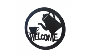 Decoratiune perete din metal Welcome coffee 50x50, negru 2