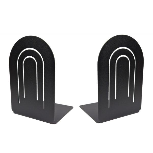 Suport de carti Arc, Set de 2 bucati, Otel, 170 x 110 mm, Negru 1