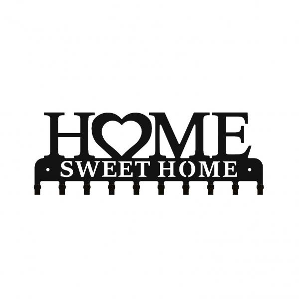 Suport chei Home Sweet Home 10 agatatoare, Negru 1