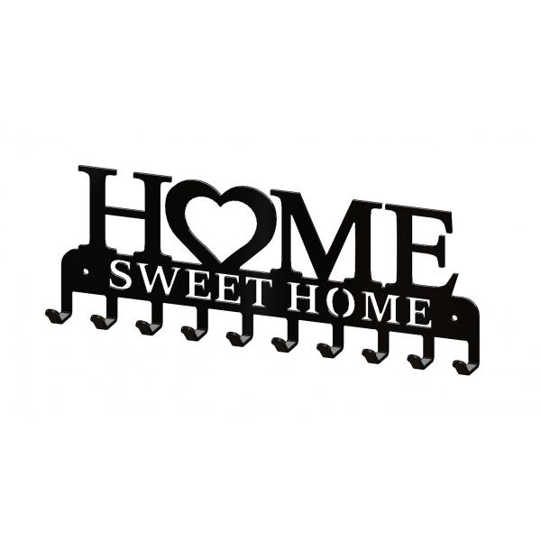 Suport chei Home Sweet Home 10 agatatoare, Negru 2