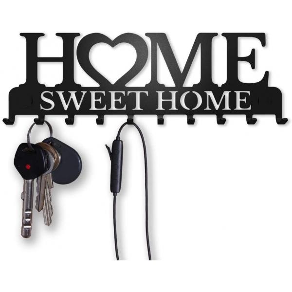 Suport chei Home Sweet Home 10 agatatoare, Negru 4