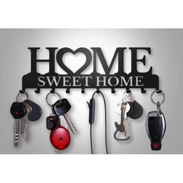 Suport chei Home Sweet Home 10 agatatoare, Negru 5