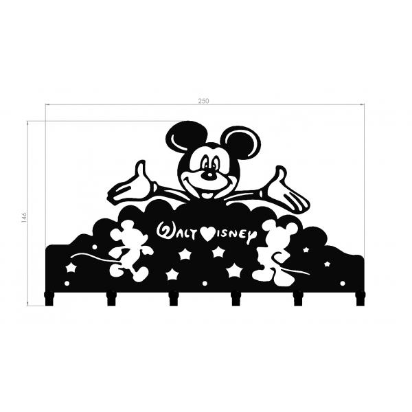 Suport chei Mickey Mouse 6 agatatoare, 25*25 cm, Culoare negru 4